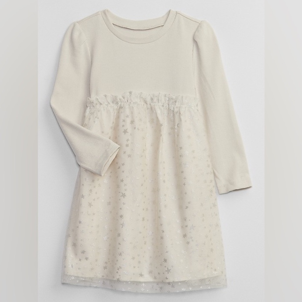 babyGap Ribbed Tulle Dress with Silver Star Detail